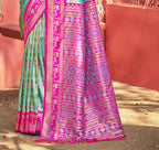 Sangam Prints Sea Green Kanjivaram Silk Woven Work Traditional Saree | Grocsy