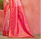 Sangam Prints Pink Kanjivaram Silk Woven Work Traditional Saree | Grocsy
