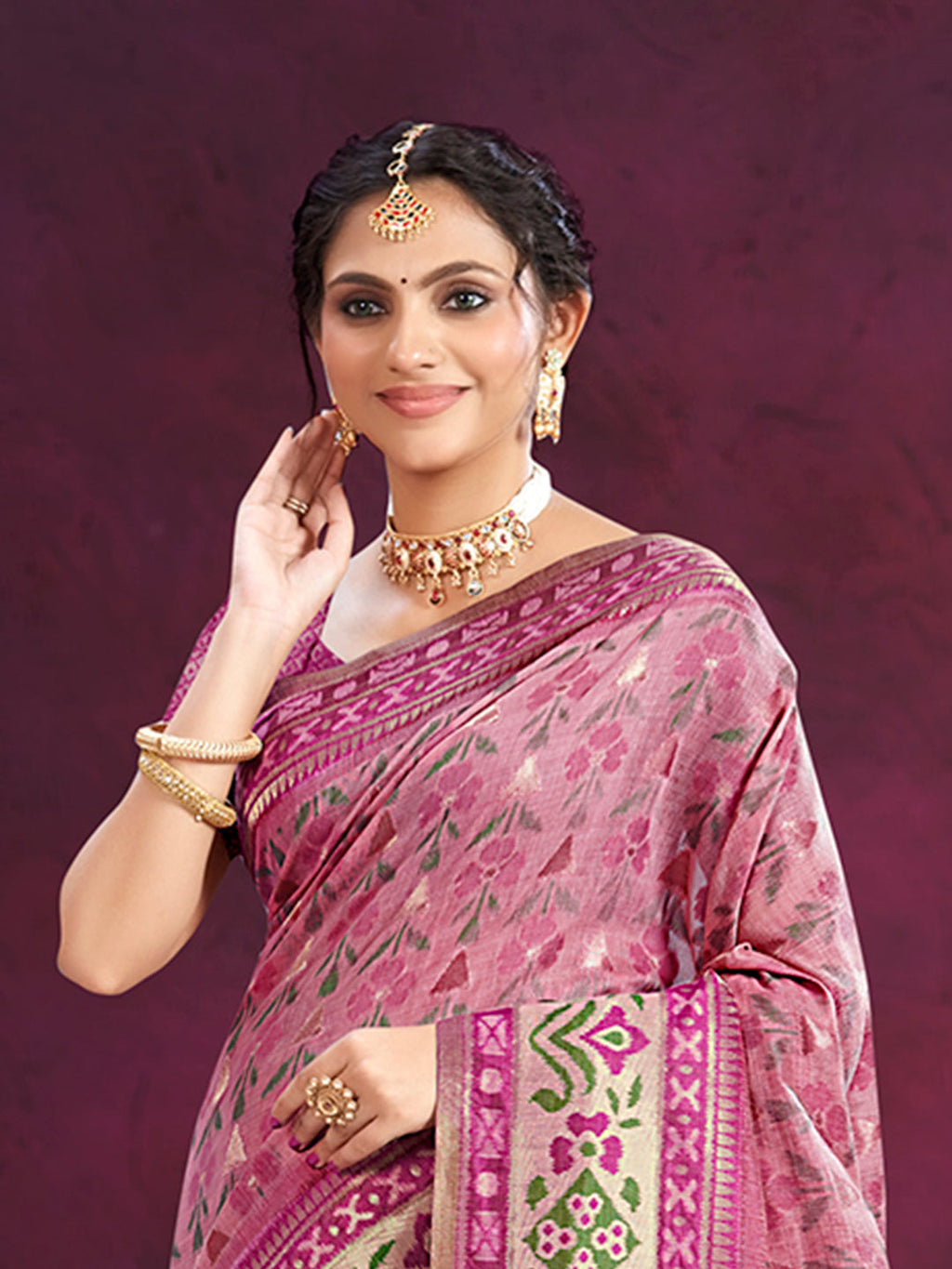 Sangam Prints Light Pink Cotton Silk With Meena Woven Work Traditional Saree | Grocsy