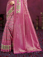 Sangam Prints Light Pink Cotton Silk With Meena Woven Work Traditional Saree | Grocsy
