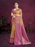 Sangam Prints Beige Cotton Silk With Meena Woven Work Traditional Saree | Grocsy