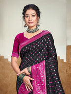 Sangam Prints Black  Silk Woven Work Traditional Saree | Grocsy