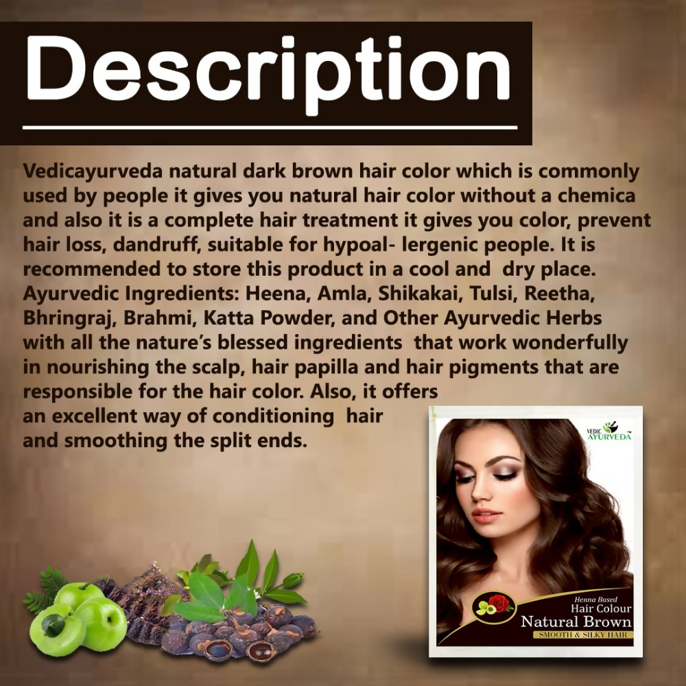 VedicAyurveda Henna Hair Color Naturally Brown | Grocsy