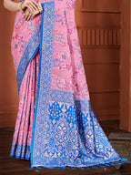 Sangam Prints Pink Cotton Silk With Meena Woven Work Traditional Saree | Grocsy
