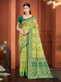 Sangam Prints Green Cotton Silk With Meena Woven Work Traditional Saree | Grocsy