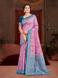 Sangam Prints Pink Cotton Silk With Meena Woven Work Traditional Saree | Grocsy
