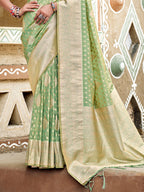 Sangam Prints Sea Green Assam Silk Woven Work Traditional Saree | Grocsy