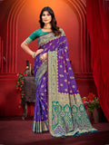 Sangam Prints Purple Silk Woven Work Traditional Saree | Grocsy