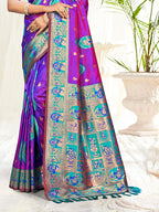 Sangam Prints Purple Silk Woven Work Traditional Saree | Grocsy