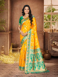 Sangam Prints Yellow Silk Woven Work Traditional Saree | Grocsy