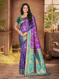 Sangam Prints Purple Silk Woven Work Traditional Saree | Grocsy