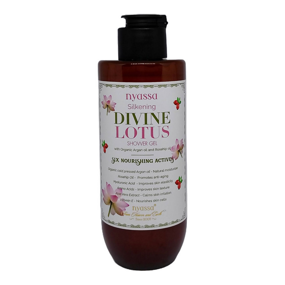 Nyassa Silkening Divine Lotus Shower Gel With Organic Oil And Rosehip Oil | Grocsy