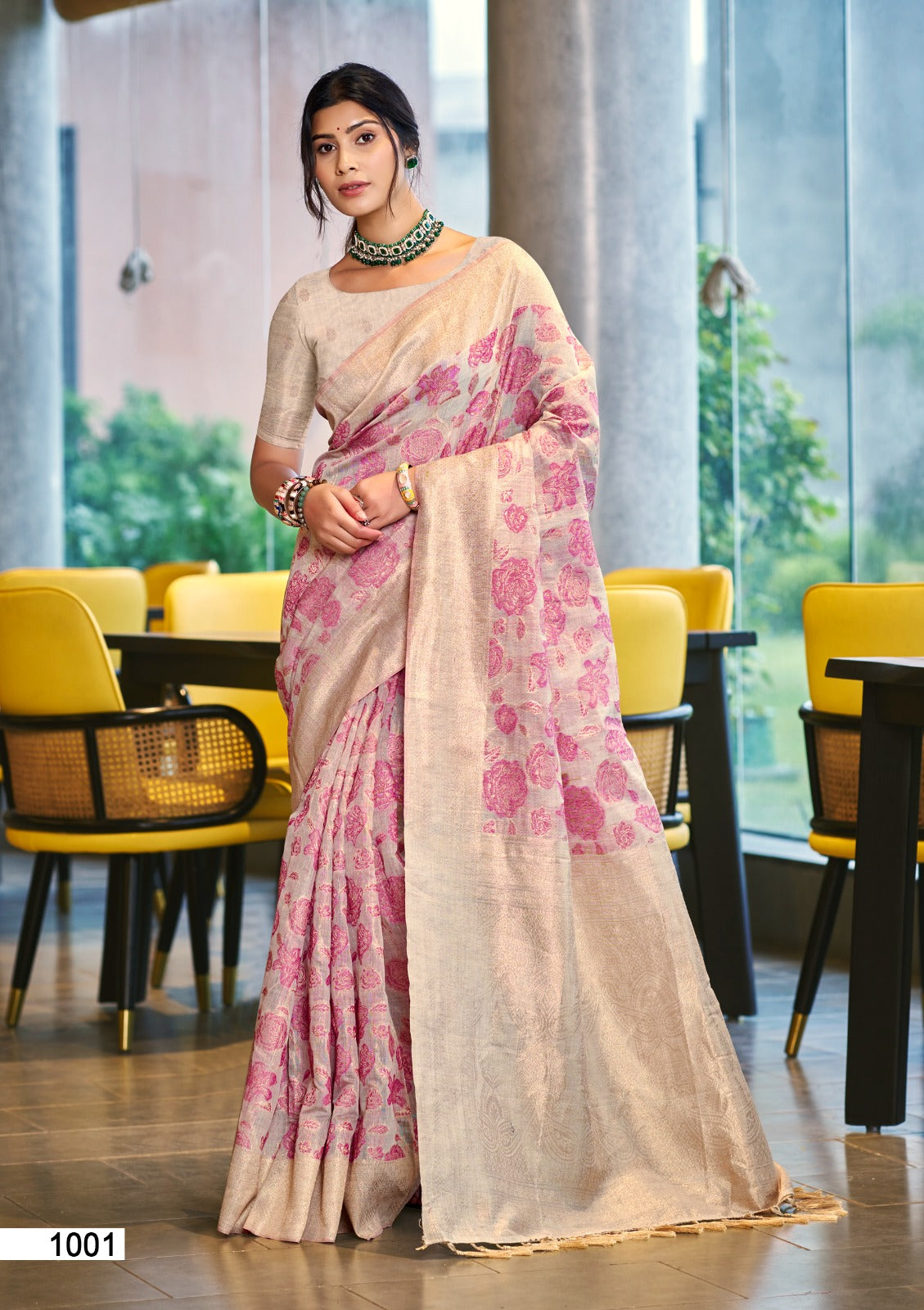 Prazu Fashion Pink Cotton Silk Weaving Wedding Wear Saree | Grocsy