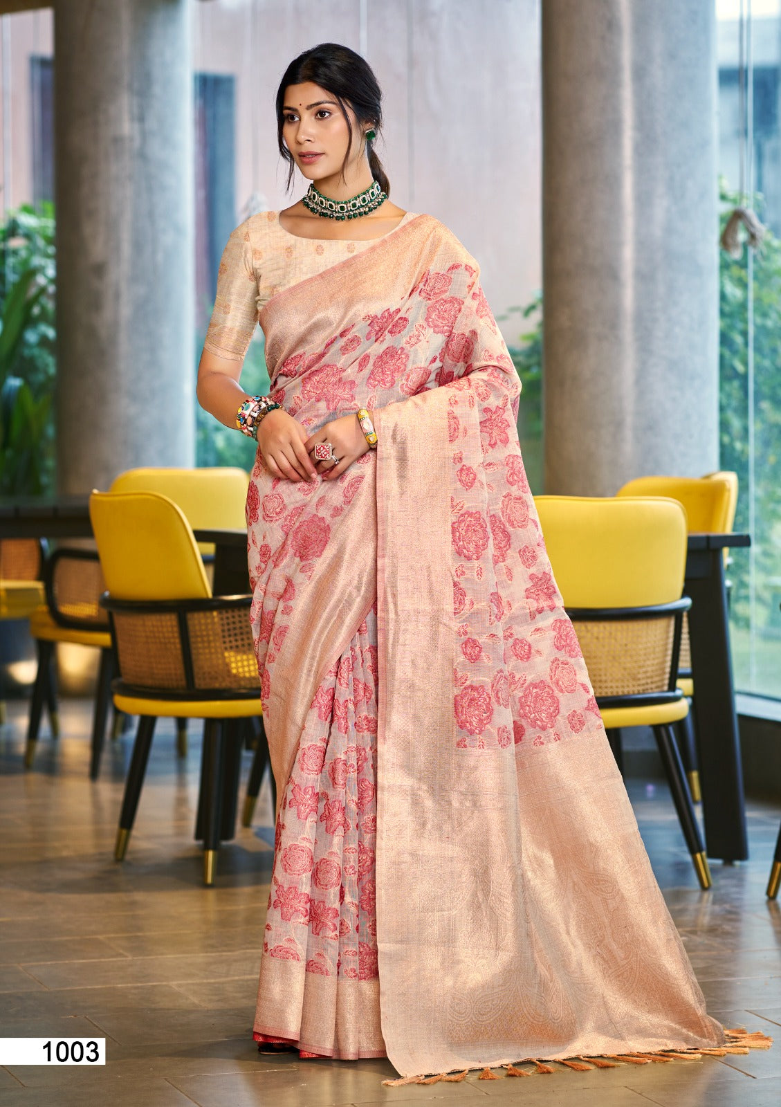 Prazu Fashion Pastel Pink Cotton Silk Weaving Wedding Wear Saree | Grocsy