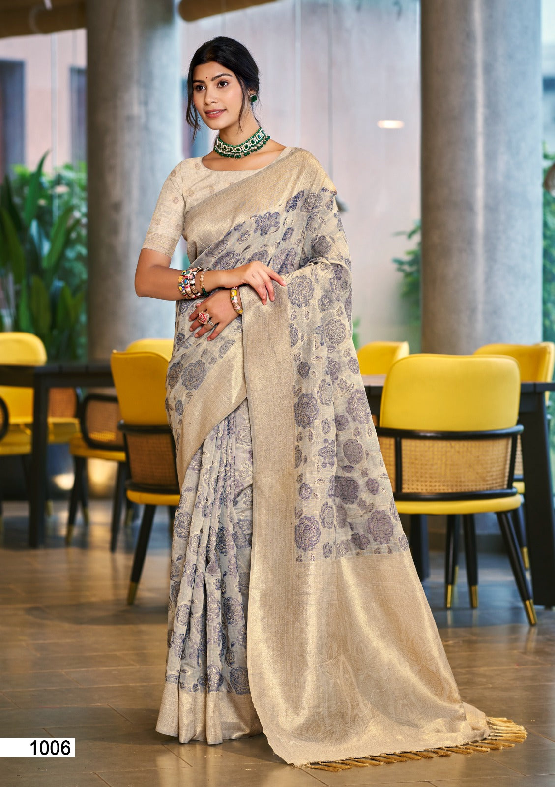 Prazu Fashion Light Grey Cotton Silk Weaving Wedding Wear Saree | Grocsy