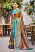 Sangam Prints Copper Brown Soft Silk Woven Work Traditional Saree | Grocsy