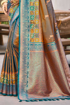Sangam Prints Copper Brown Soft Silk Woven Work Traditional Saree | Grocsy