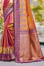 Sangam Prints Magenta Pink Soft Silk Woven Work Traditional Saree | Grocsy