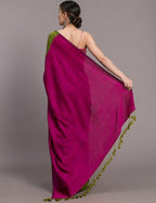 Suta Green Pink Colourblocked Saree | Grocsy