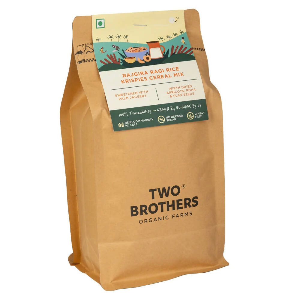 Two Brothers Organic Farms Rajgira Ragi & Rice Krispies Cereal Mix | Grocsy