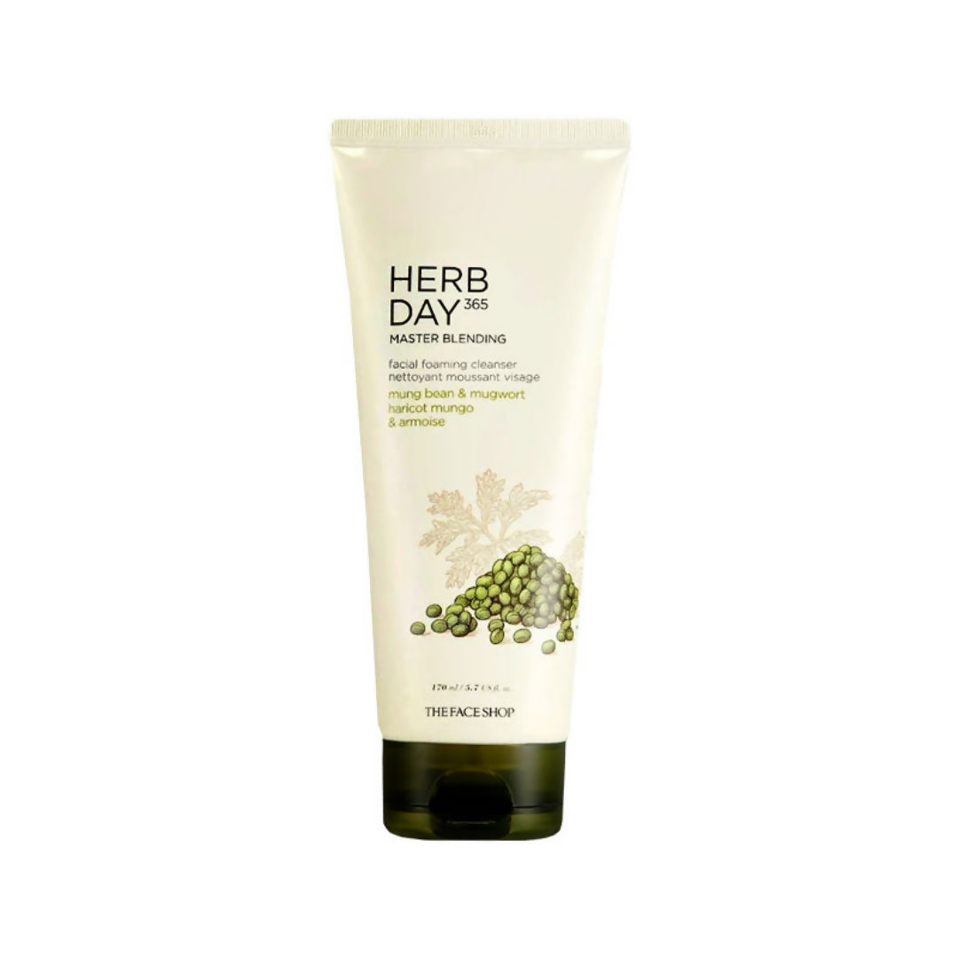 The Face Shop Herb Day 365 Master Blending Foaming Cleanser- Mungbean & Mugwort - Korean Skincare | Grocsy