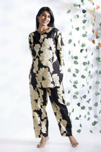 Breathables Black Floral Cotton Kurta & Pant Co-Ord Set | Grocsy