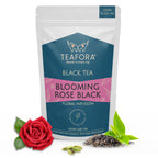 TEAFORA Blooming Rose Black Tea | Assam Loose Leaf Tea | Robust & Flavorful | Blended with Rose Petals, Cardamom, Saffron & Almond | 100% NATURAL INGREDIENTS | Grocsy