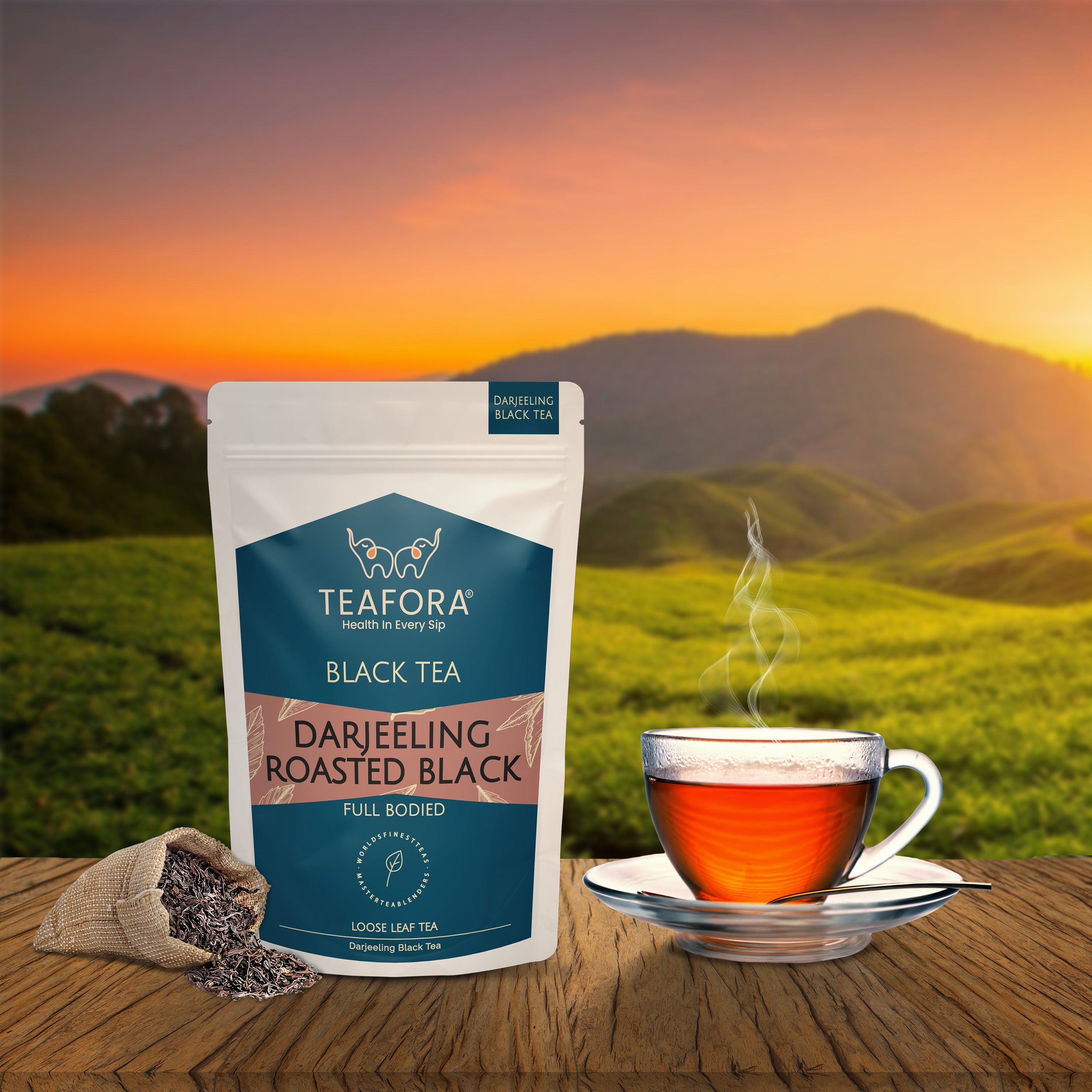 TEAFORA Darjeeling Roasted Black Tea | Darjeeling Loose Leaf Tea | Full Bodied & Robust | Freshly Sourced From Single Estate | Brew as Hot or Iced Tea | Grocsy