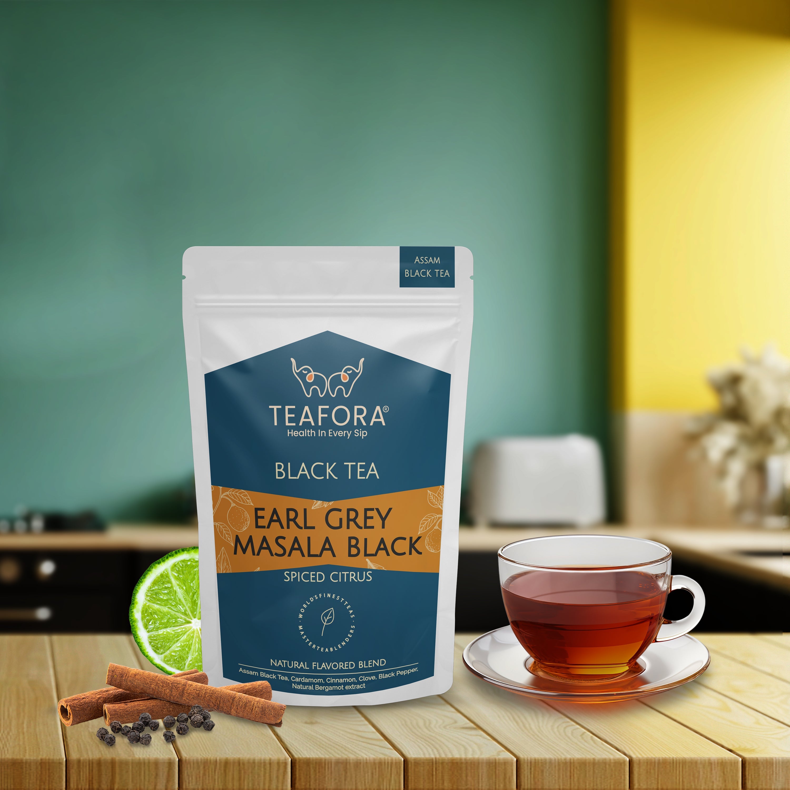 TEAFORA Earl Grey Masala Black Tea | Spiced Citrus | Assam Loose Leaves | Blended with Indian Aromatic Spices & Natural Bergamot Extract | 100% NATURAL | Grocsy