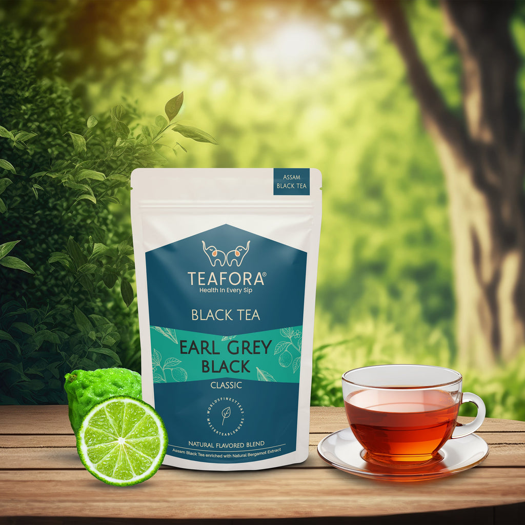 TEAFORA Earl Grey Black Tea | Assam Loose Leaf Black Tea Enriched with Natural Bergamot Extract | Full Bodied with Citrusy Notes | 100% NATURAL INGREDIENTS | Grocsy