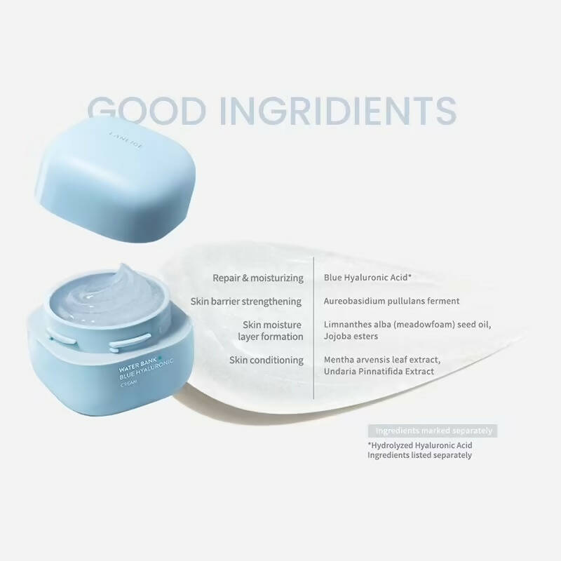 Laneige Water Bank Blue Hyaluronic Face Cream - Korean skincare | Grocsy