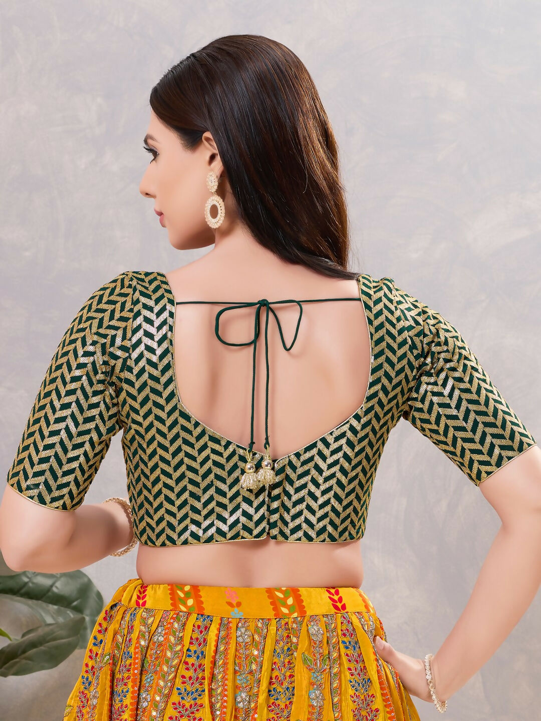 Joban Fashion Women Silk Bottle-Green Stitched Blouse | Grocsy