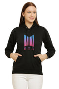 PAVONINE Black Color Bts-Design Pullover Hoodie Sweatshirt For Girls | Grocsy