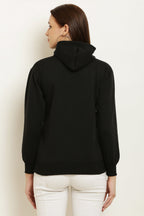 PAVONINE Black Color Bts-Design Pullover Hoodie Sweatshirt For Girls | Grocsy
