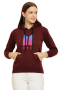 PAVONINE Maroon Color Bts-Design Pullover Hoodie Sweatshirt For Girls | Grocsy