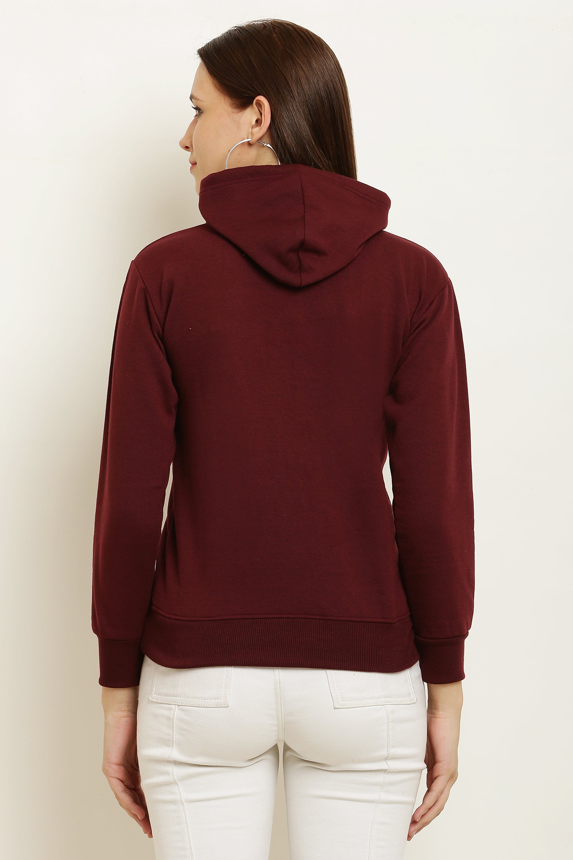 PAVONINE Maroon Color Bts-Design Pullover Hoodie Sweatshirt For Girls | Grocsy