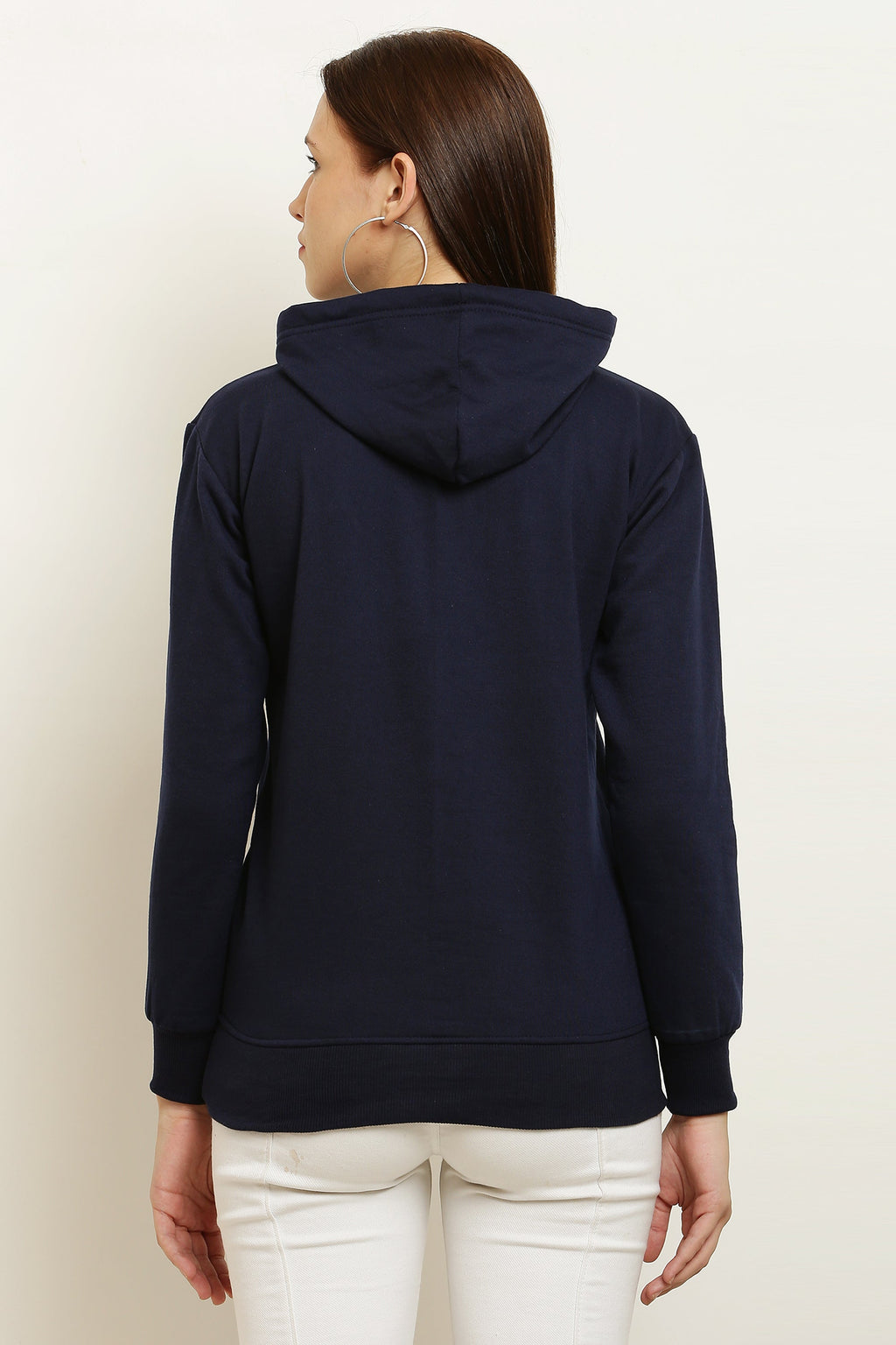 PAVONINE Navy Blue Color Bts-Design Pullover Hoodie Sweatshirt For Girls | Grocsy
