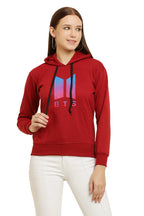 PAVONINE Red Color Bts-Design Pullover Hoodie Sweatshirt For Girls | Grocsy