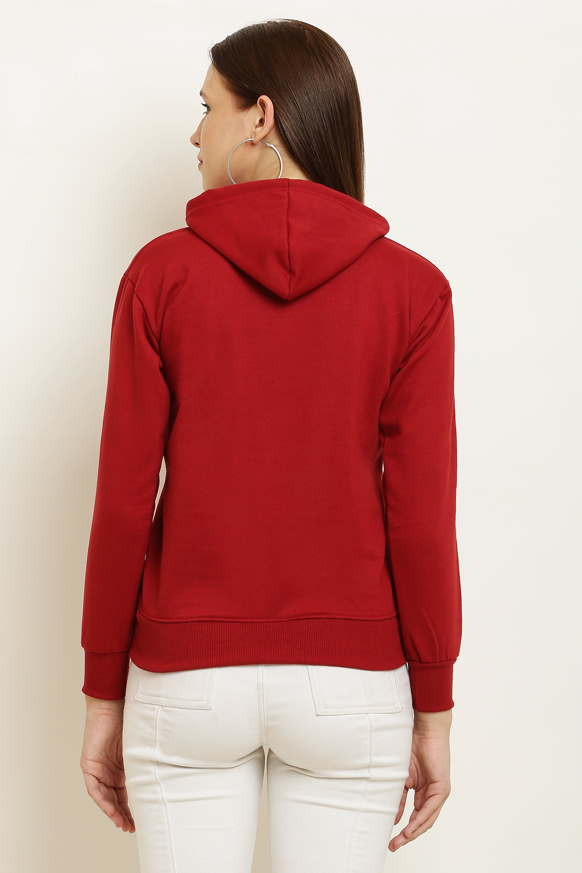 PAVONINE Red Color Bts-Design Pullover Hoodie Sweatshirt For Girls | Grocsy