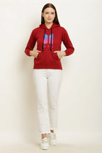 PAVONINE Red Color Bts-Design Pullover Hoodie Sweatshirt For Girls | Grocsy