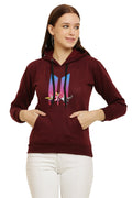 PAVONINE Maroon Color Bts Flower-Design Pullover Hoodie Sweatshirt For Girls | Grocsy