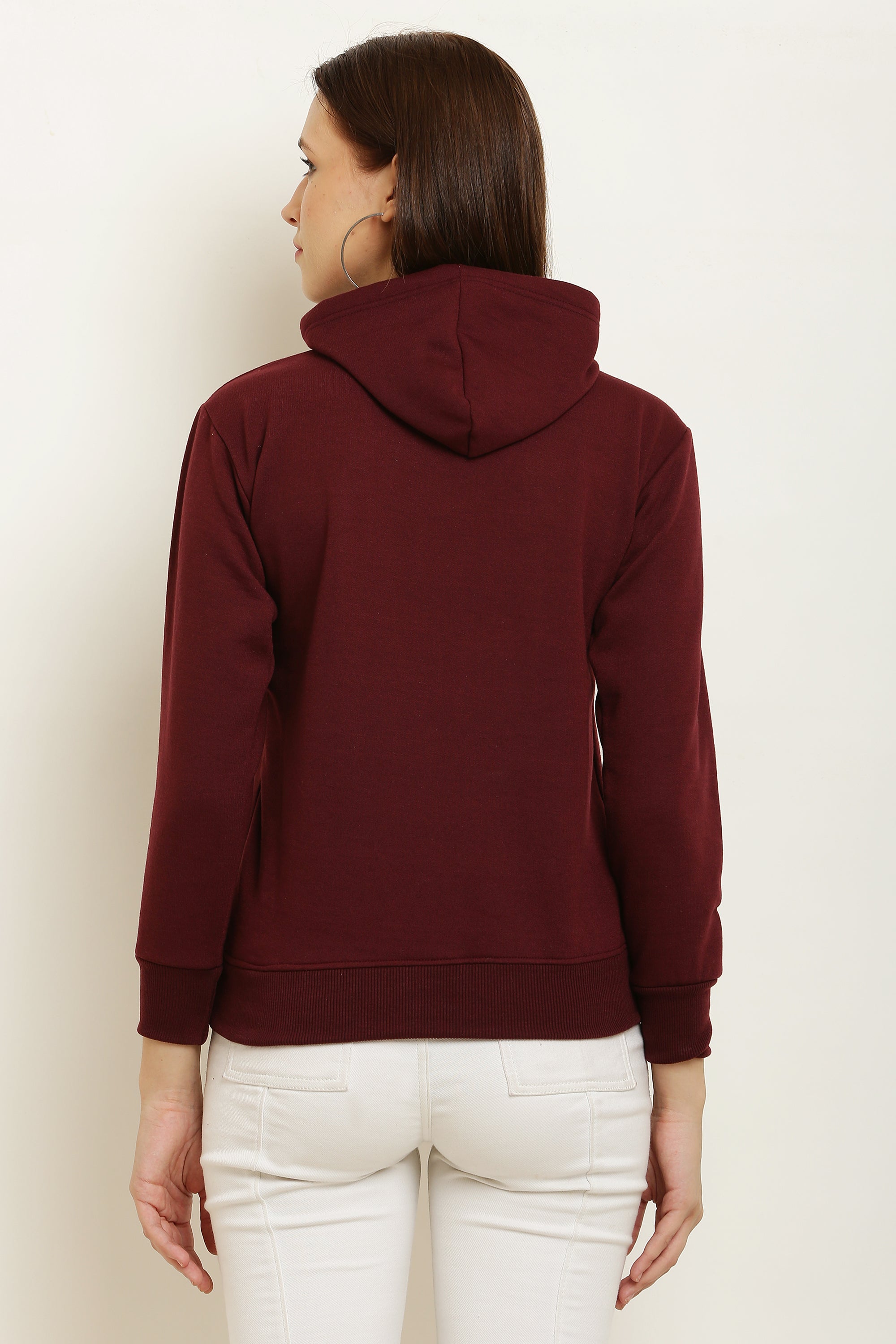 PAVONINE Maroon Color Bts Flower-Design Pullover Hoodie Sweatshirt For Girls | Grocsy