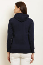 PAVONINE Navy Blue Color Bts Flower-Design Pullover Hoodie Sweatshirt For Girls | Grocsy
