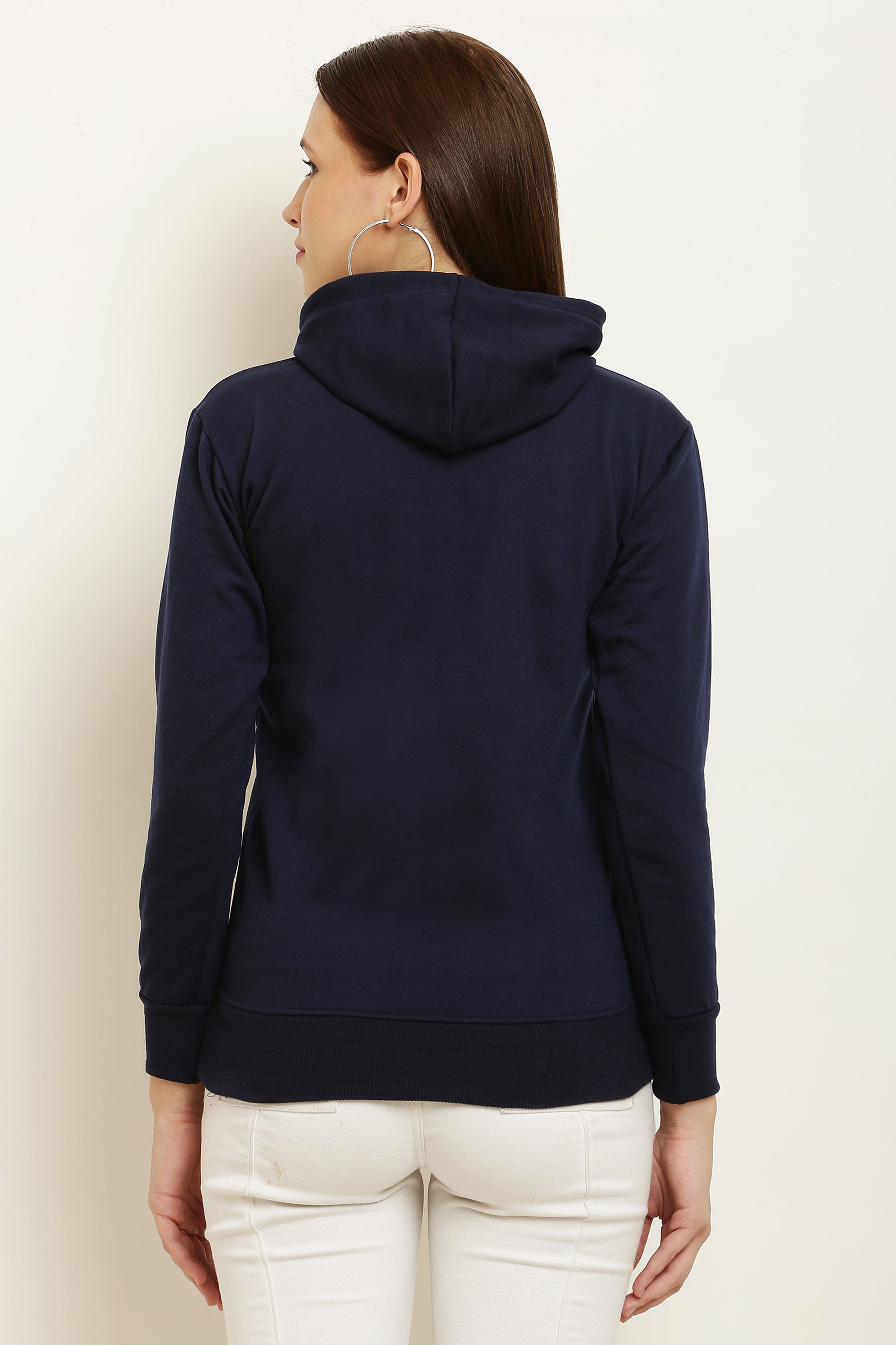 PAVONINE Navy Blue Color Bts Flower-Design Pullover Hoodie Sweatshirt For Girls | Grocsy