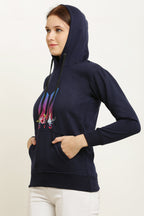 PAVONINE Navy Blue Color Bts Flower-Design Pullover Hoodie Sweatshirt For Girls | Grocsy