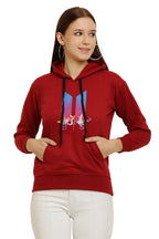 PAVONINE Red Color Bts Flower-Design Pullover Hoodie Sweatshirt For Girls | Grocsy
