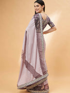 Mauve Silk Georgette Ribbon Embroidery Saree - Norita Hit Design | Grocsy