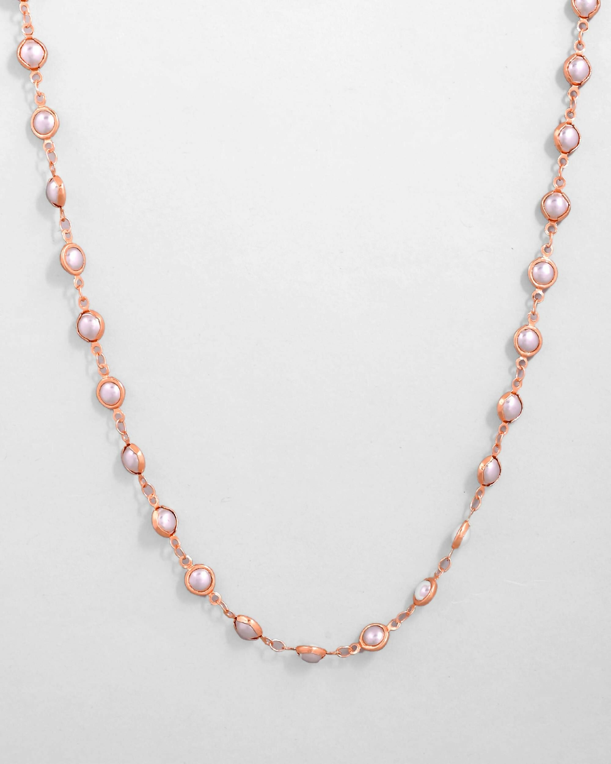VOJ Gold-Polished Chain For Women With White Pearls | Grocsy