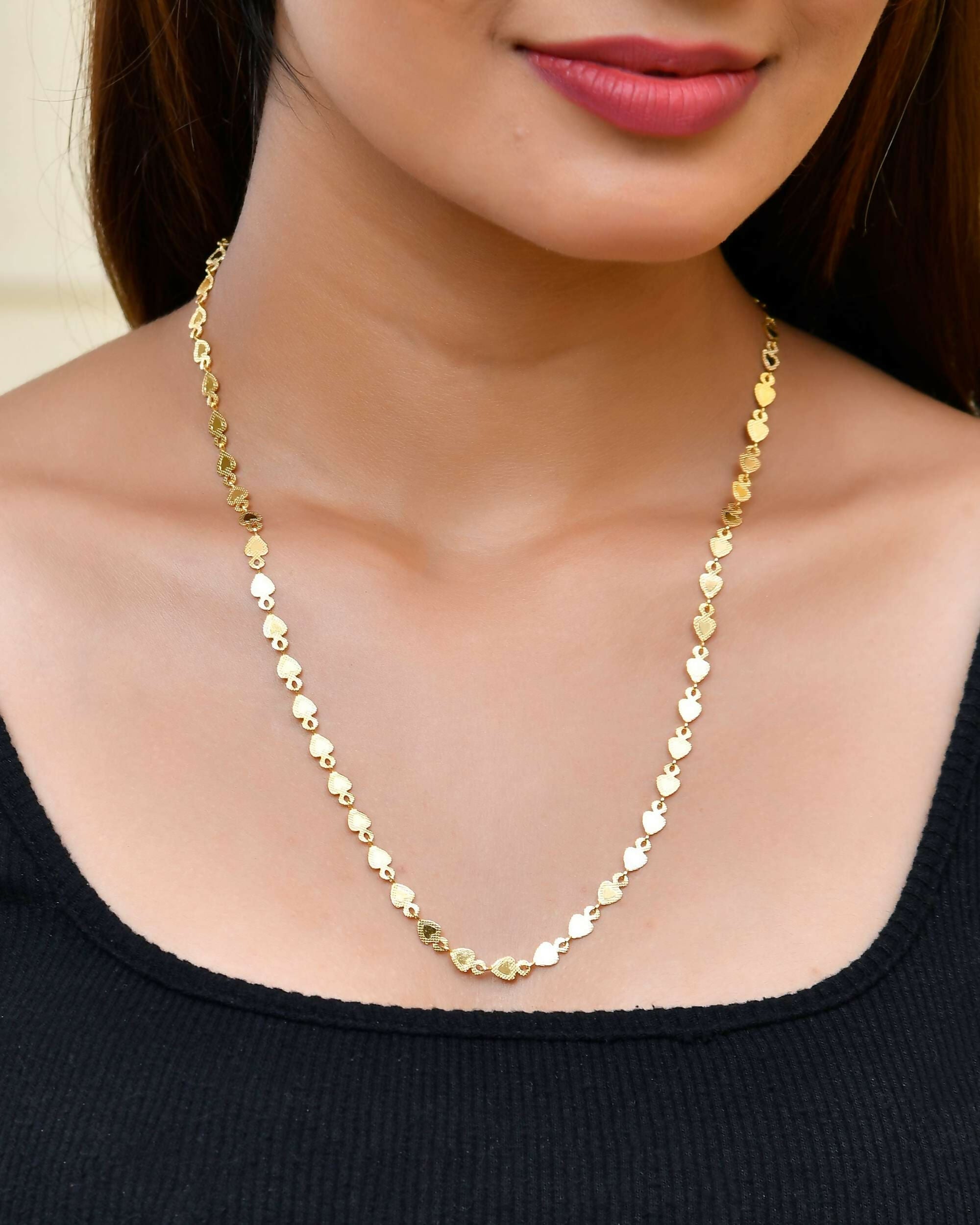VOJ Gold-Polished Heart Shaped Chan for Women | Grocsy