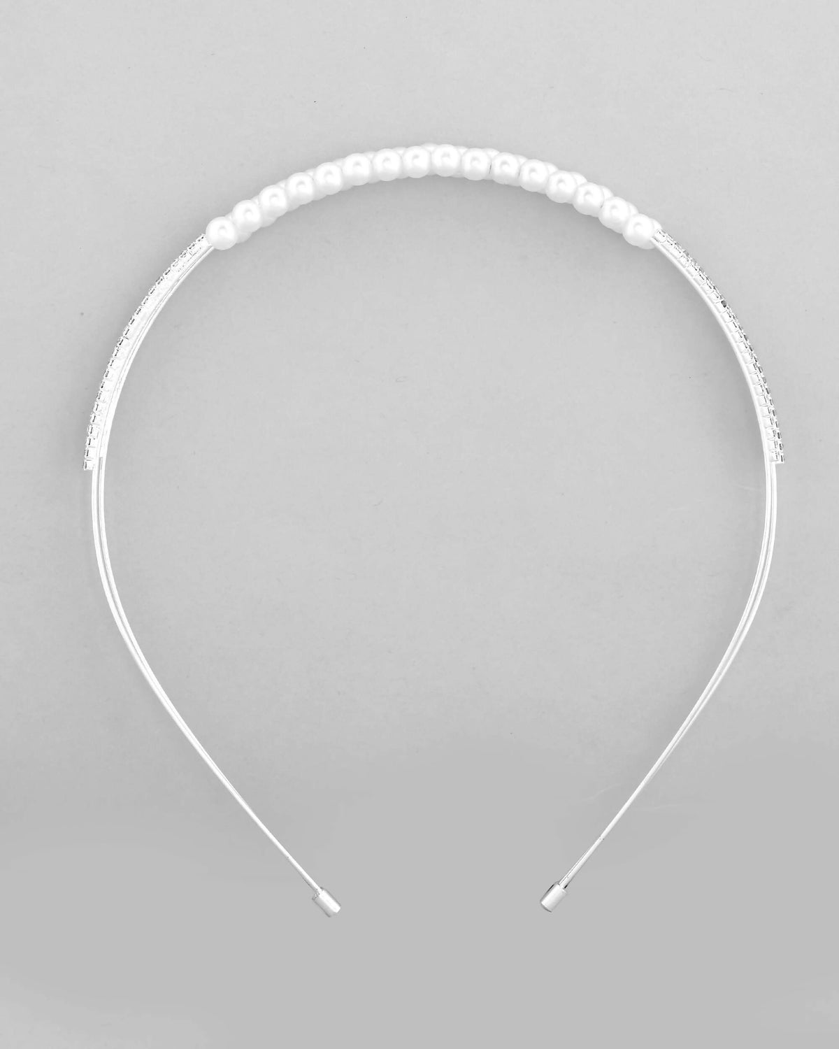 VOJ Silver Plated Pearl Studded Double Layer Hairband | Grocsy